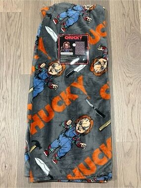 CHUCKY Gray Knife Hammer Plush Throw Blanket 50x70 Horror Universal Halloween